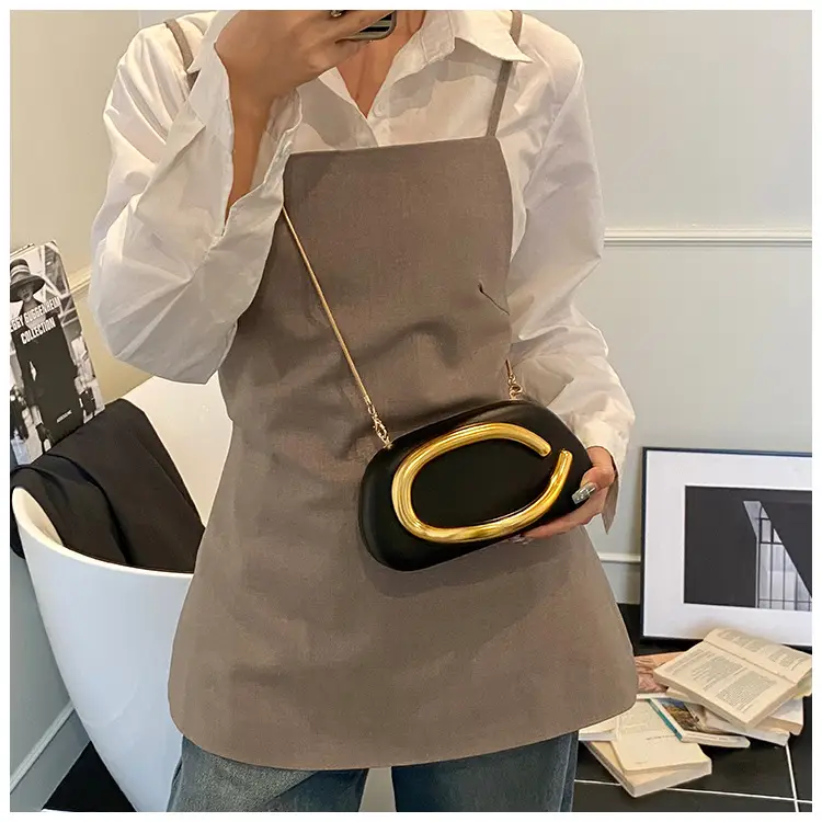 White Gold Handle Crossbody Bag Mini Evening Bag — feature 12