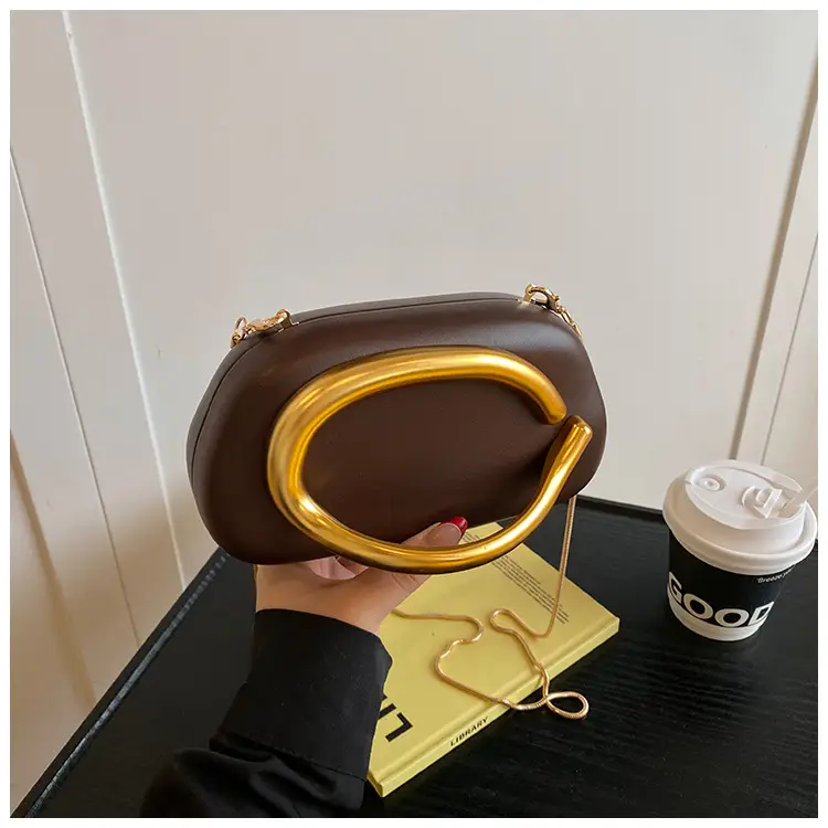 White Gold Handle Crossbody Bag Mini Evening Bag — feature 23