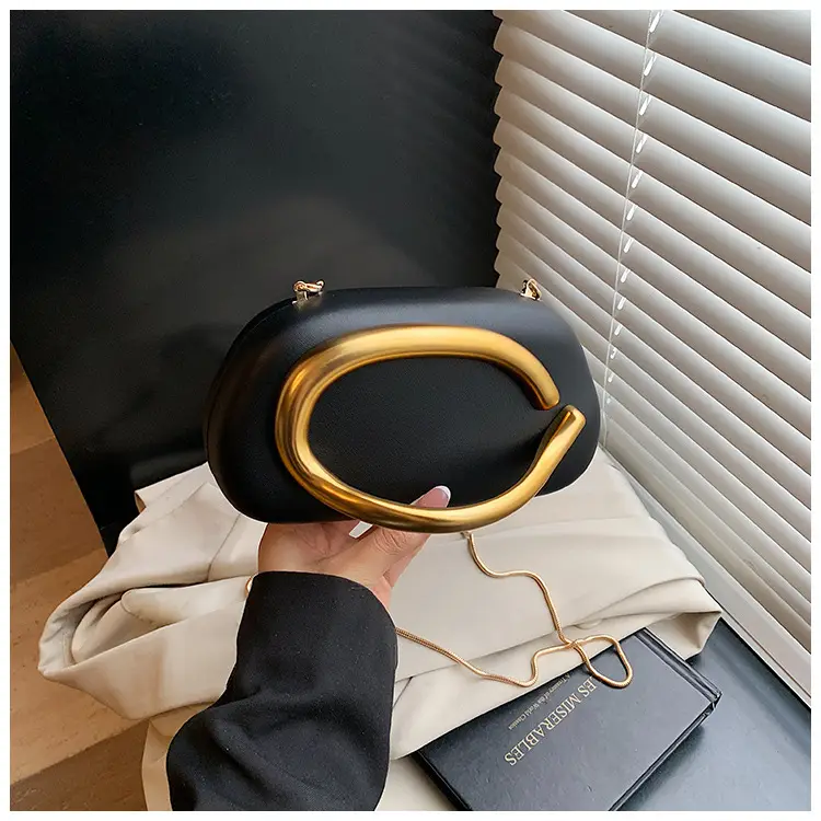 White Gold Handle Crossbody Bag Mini Evening Bag — feature 25