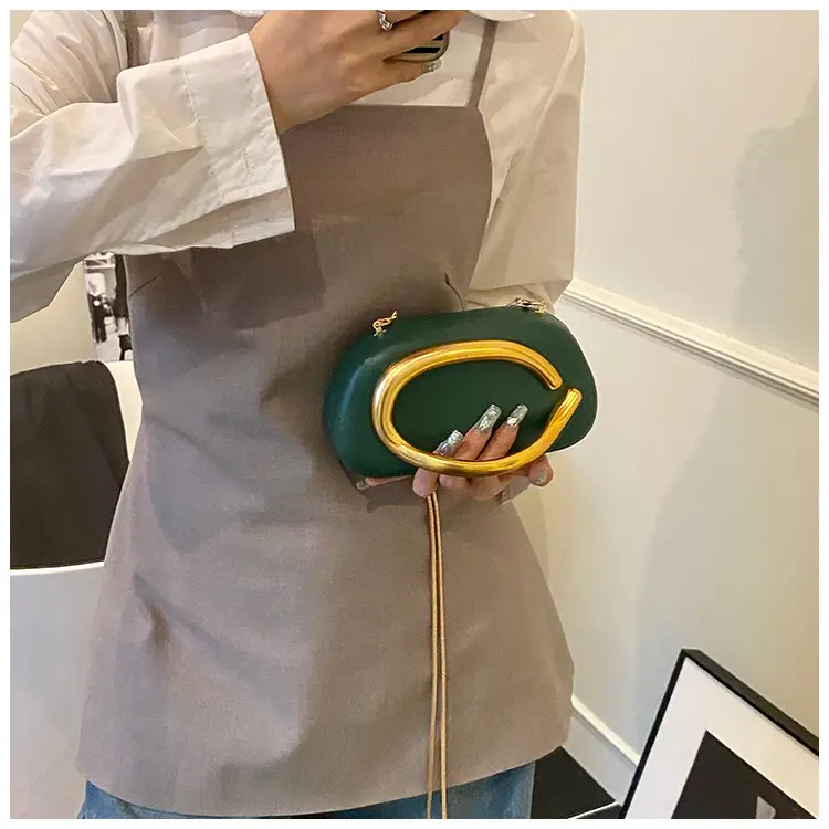 White Gold Handle Crossbody Bag Mini Evening Bag — feature 8