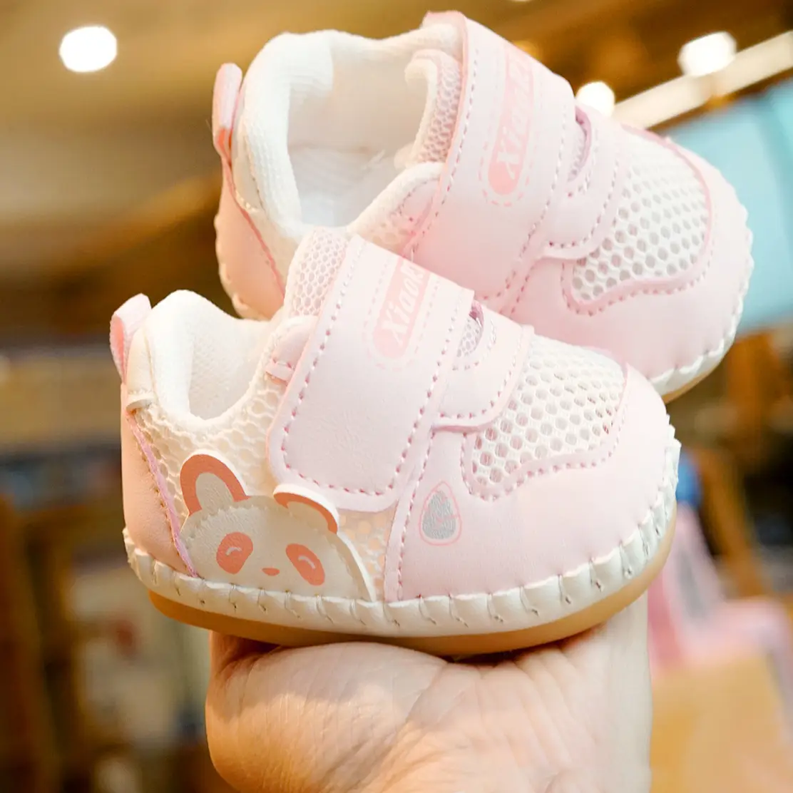 Baby Shoes White Soft Sole Non-Slip Summer Sandals Single Mesh Breathable Beginner Shoes for 0-1 Years