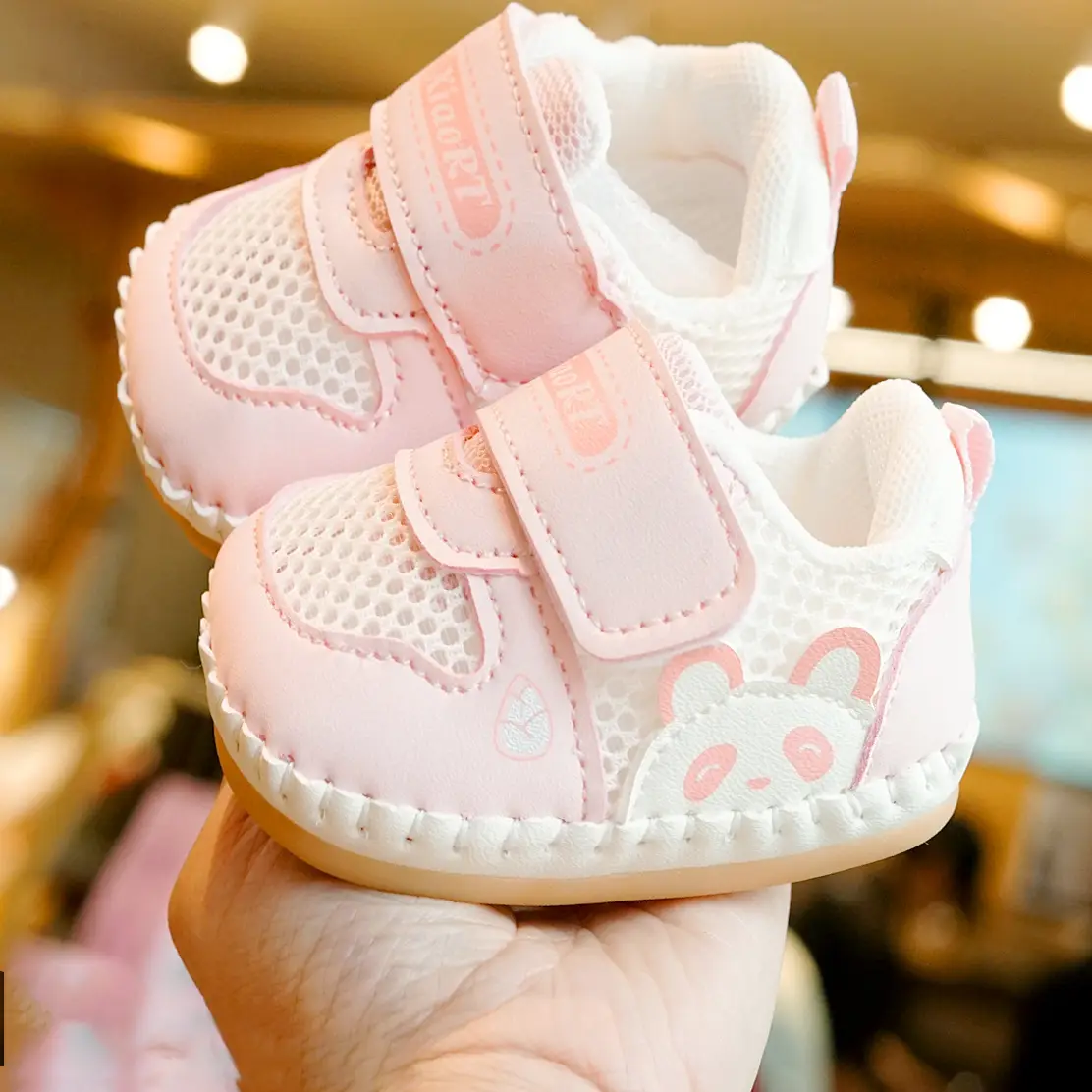 Baby Shoes White Soft Sole Non-Slip Summer Sandals Single Mesh Breathable Beginner Shoes for 0-1 Years