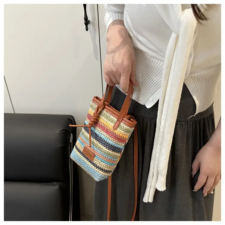 Color Striped Women's Woven Phone Bag Shoulder Crossbody — feature 10