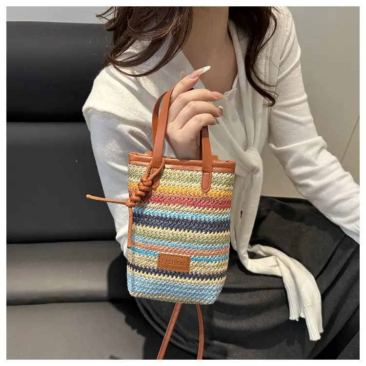 Color Striped Women's Woven Phone Bag Shoulder Crossbody — feature 11