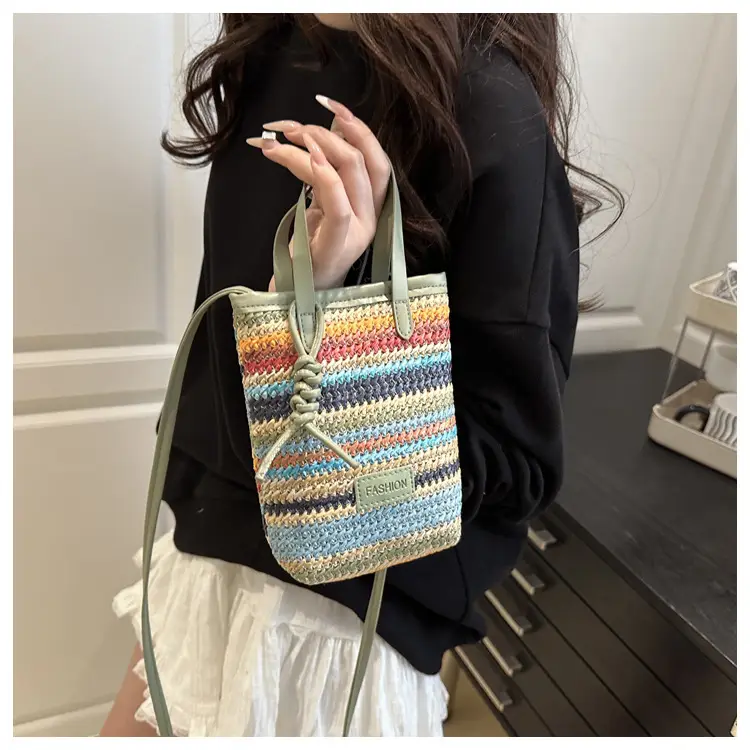 Color Striped Women's Woven Phone Bag Shoulder Crossbody — feature 14