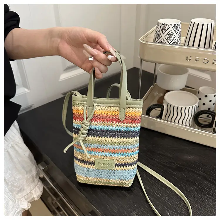 Color Striped Women's Woven Phone Bag Shoulder Crossbody — feature 15