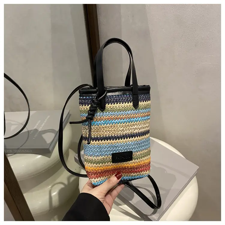 Color Striped Women's Woven Phone Bag Shoulder Crossbody — feature 17