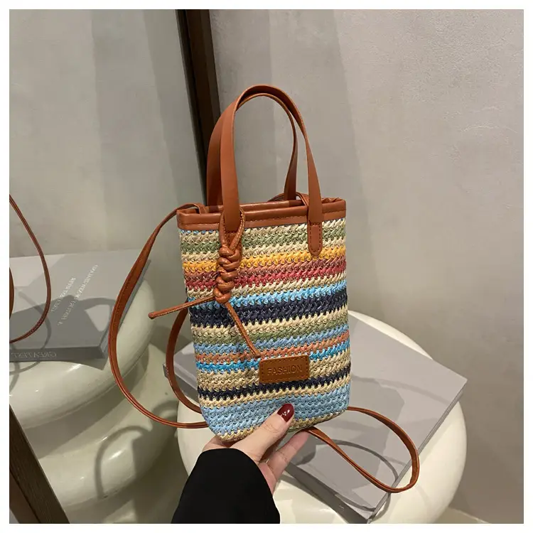 Color Striped Women's Woven Phone Bag Shoulder Crossbody — feature 18