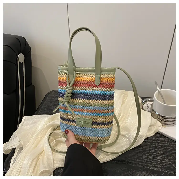Color Striped Women's Woven Phone Bag Shoulder Crossbody — feature 21