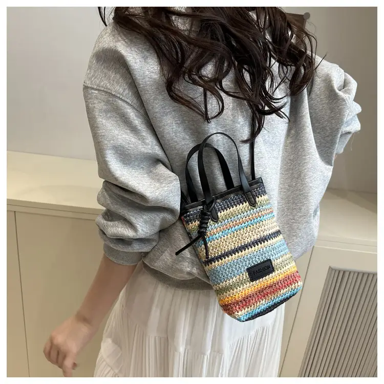 Color Striped Women's Woven Phone Bag Shoulder Crossbody — feature 7