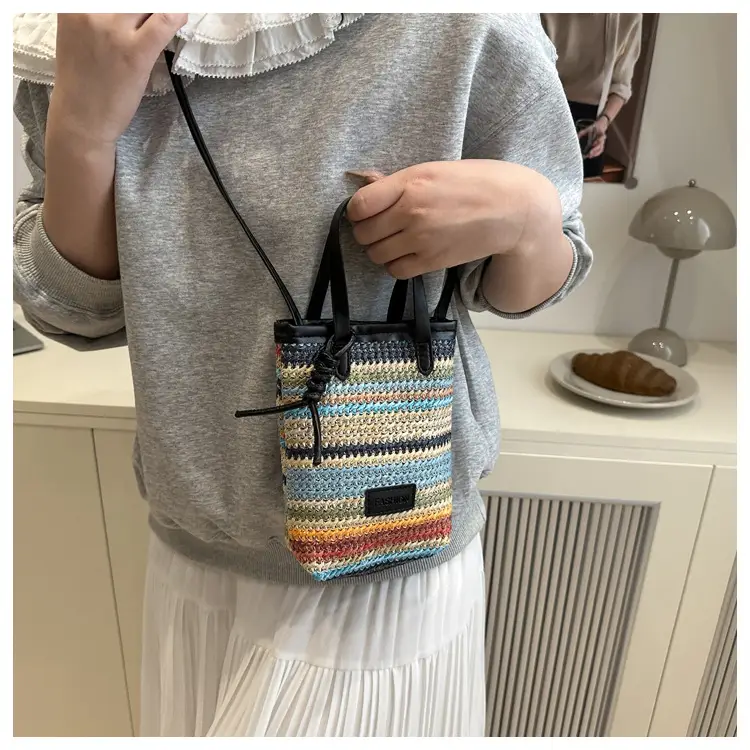Color Striped Women's Woven Phone Bag Shoulder Crossbody — feature 8