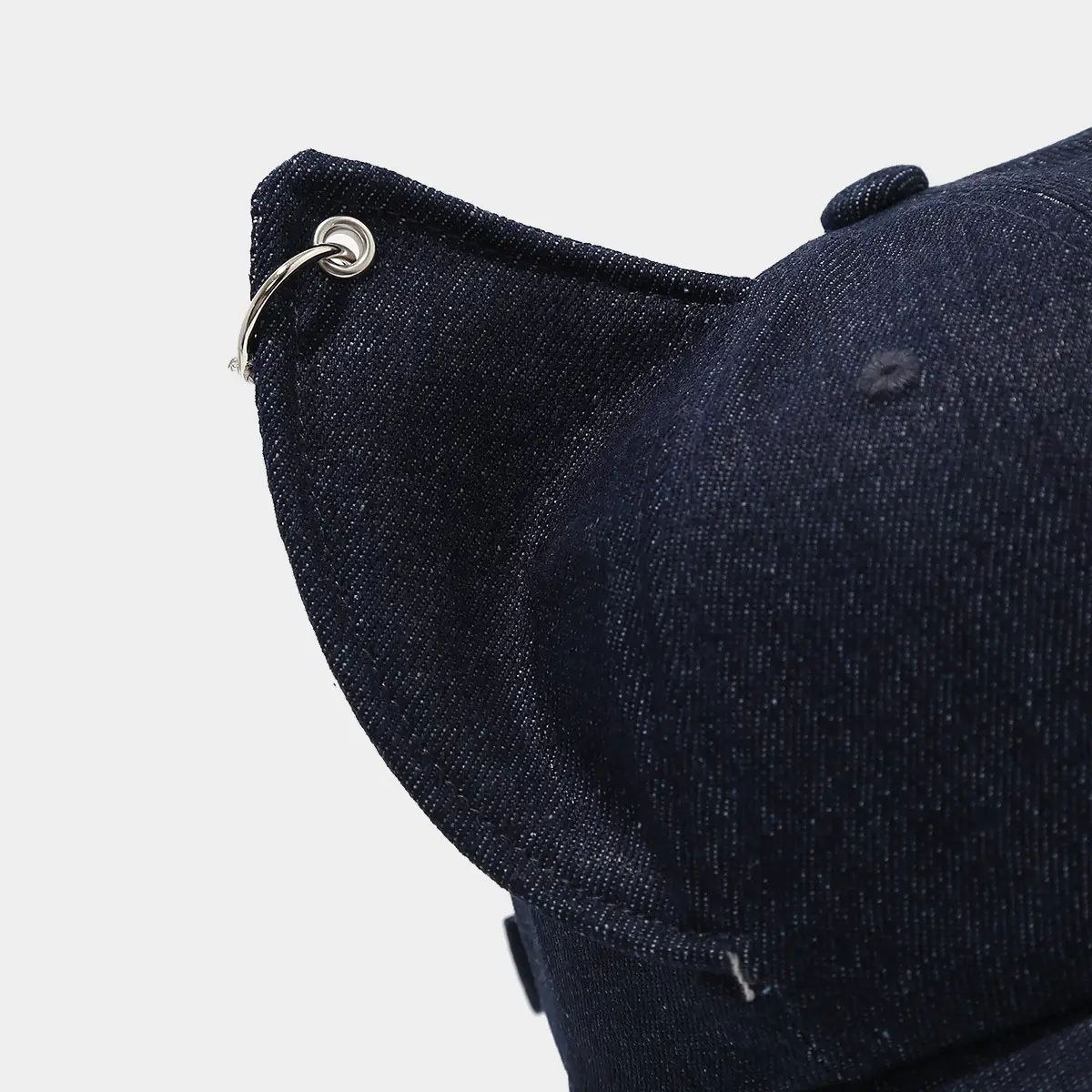 Distressed Denim Dog Ears Baseball Cap Navy Blue — feature 8