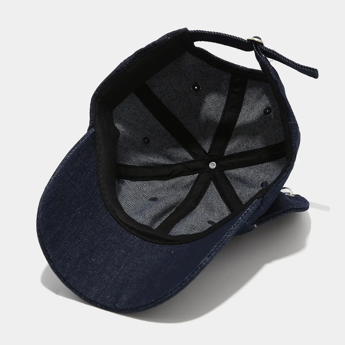 Distressed Denim Dog Ears Baseball Cap Navy Blue — feature 9