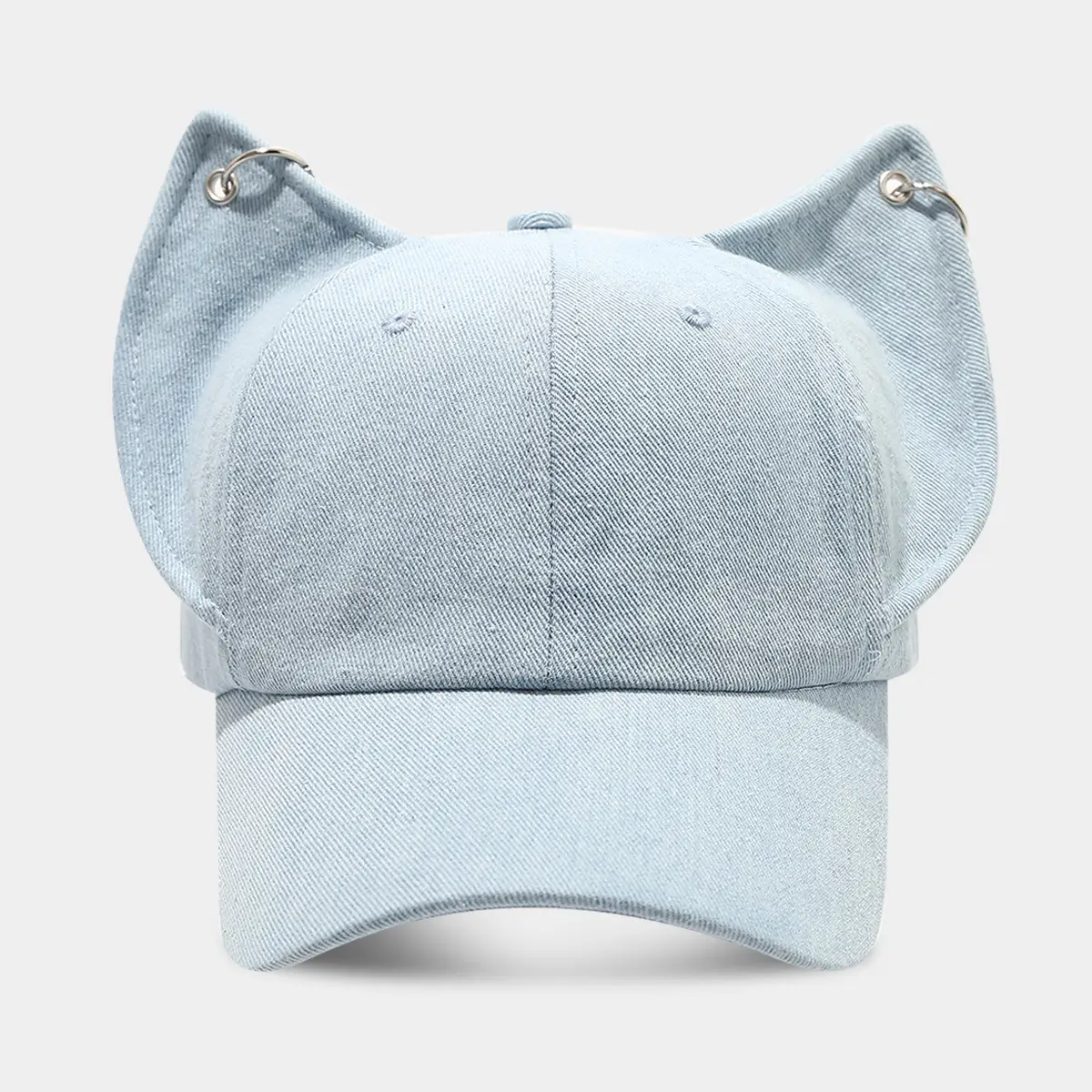 Distressed Denim Dog Ears Baseball Cap Navy Blue - Image 2