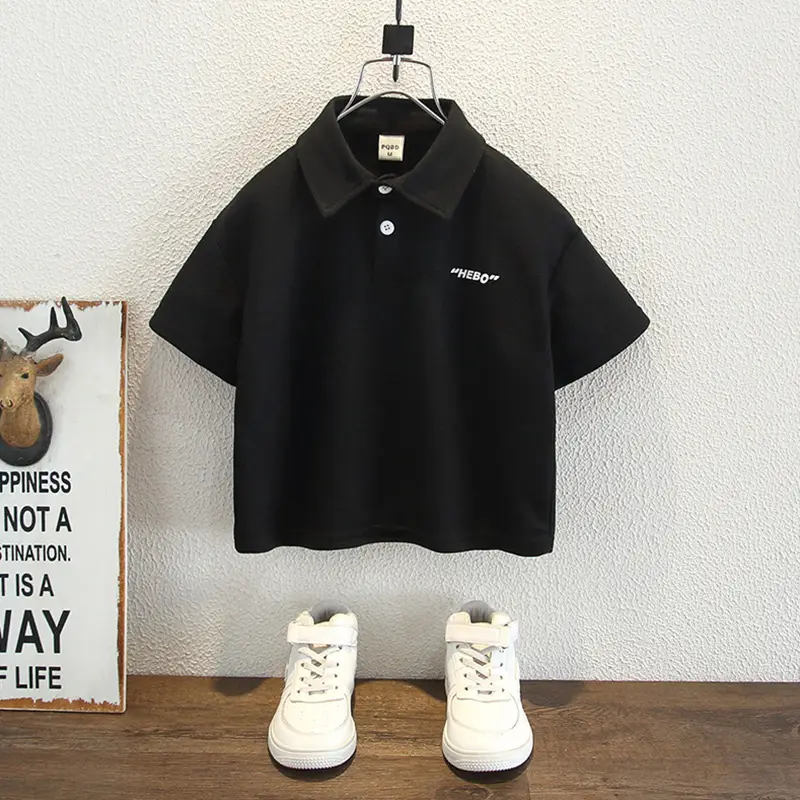 Boys Black Polo T-Shirt 2025 Summer - Image 3