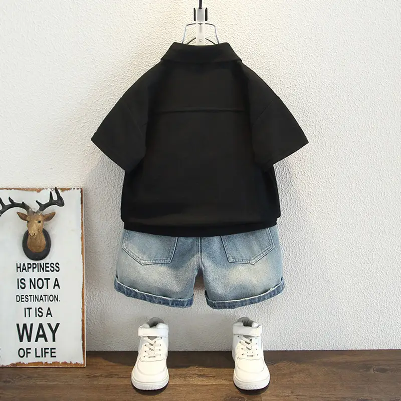 Boys Black Polo T-Shirt 2025 Summer - Image 5