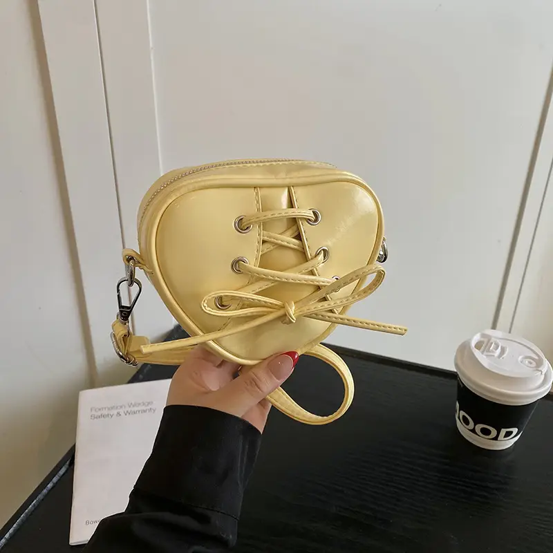 Korean Ins Heart Small Bag for Women Yellow