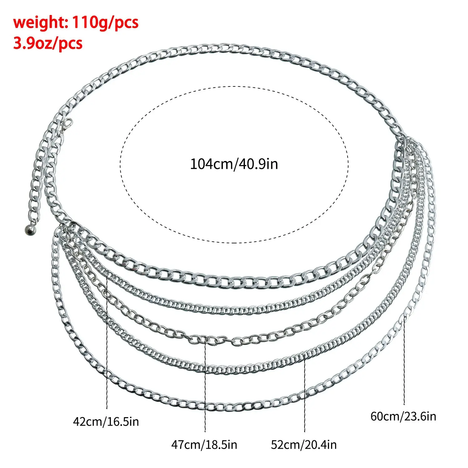 Multi Layer Metal Claw Chain Waist Belt Hip Hop Jewelry — feature 3
