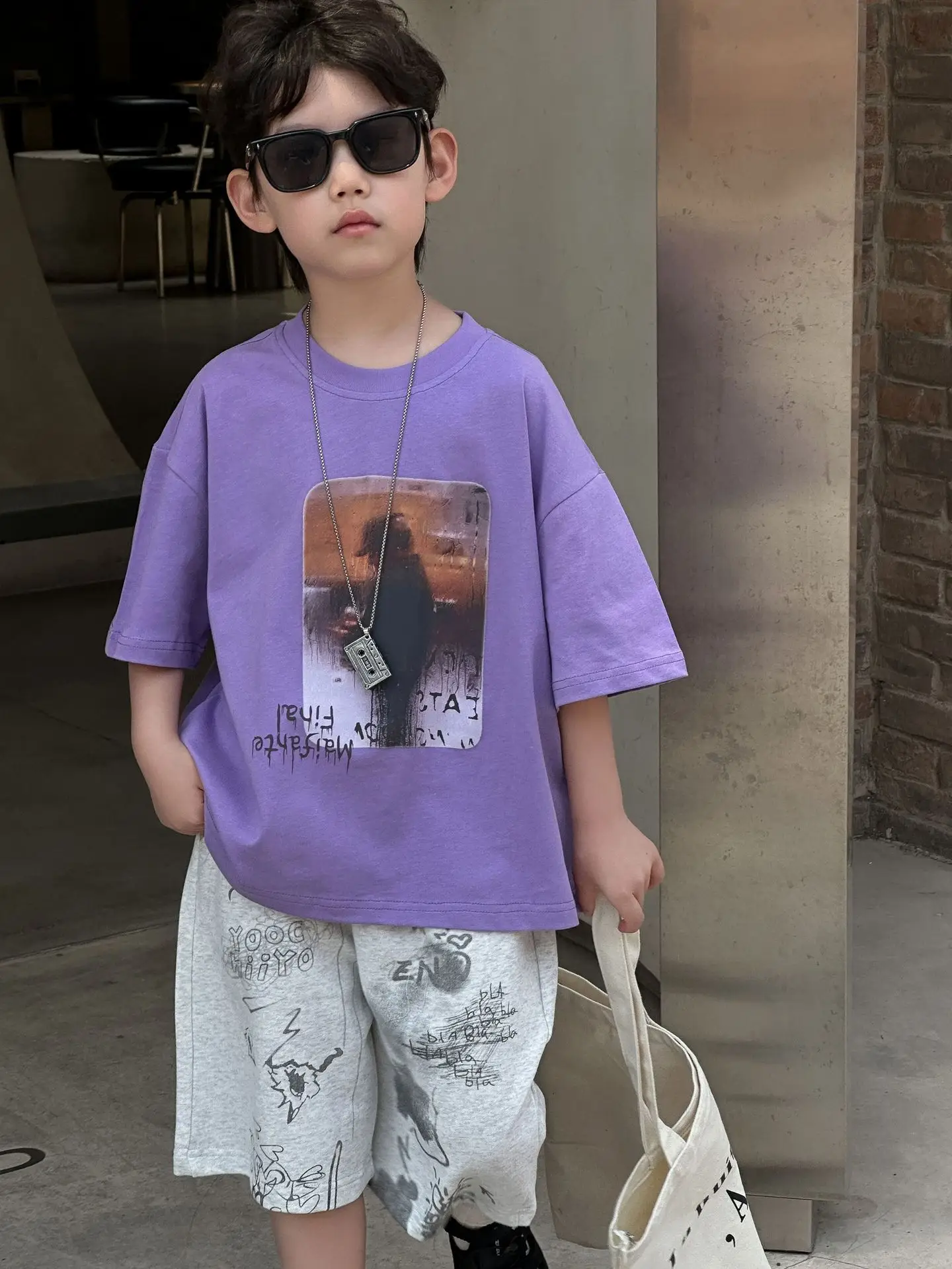 Boys Pure Cotton T-Shirt Summer 2025 Loose Casual Tops Mid Sleeve Kids - Image 5