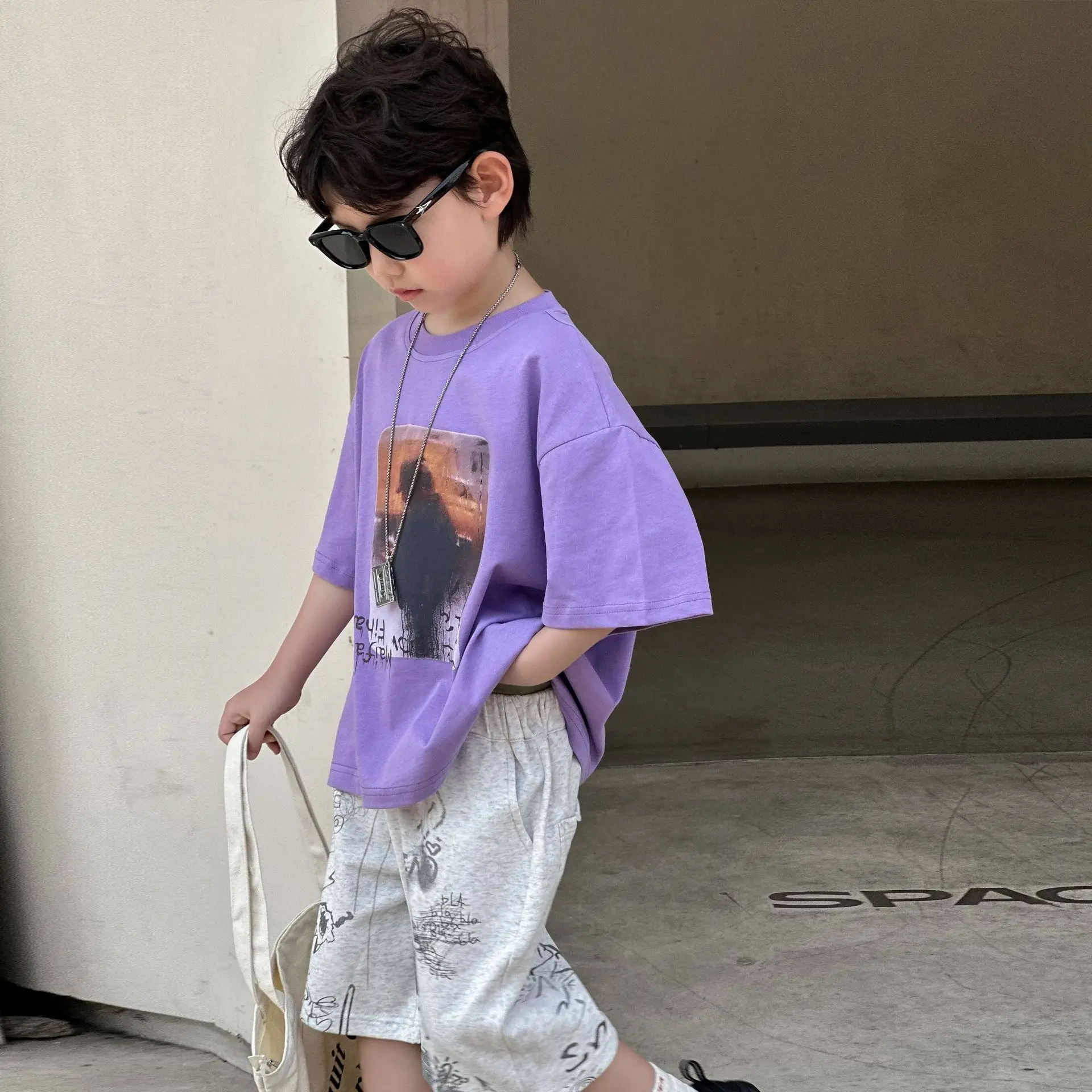 Boys Pure Cotton T-Shirt Summer 2025 Loose Casual Tops Mid Sleeve Kids — feature 6