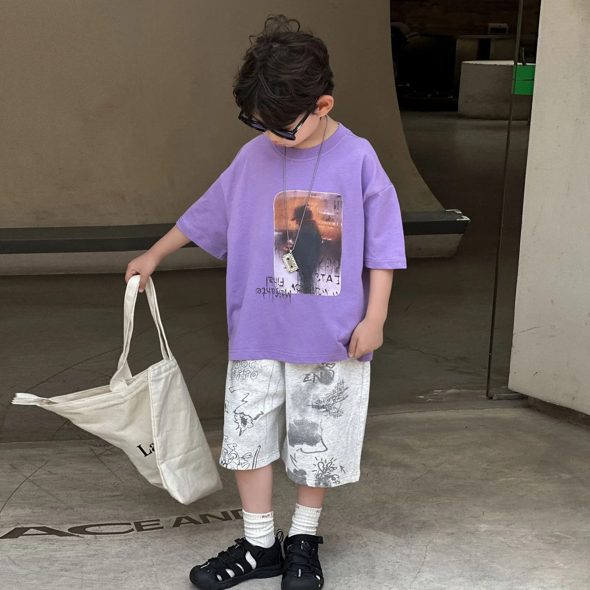 Boys Pure Cotton T-Shirt Summer 2025 Loose Casual Tops Mid Sleeve Kids — feature 7