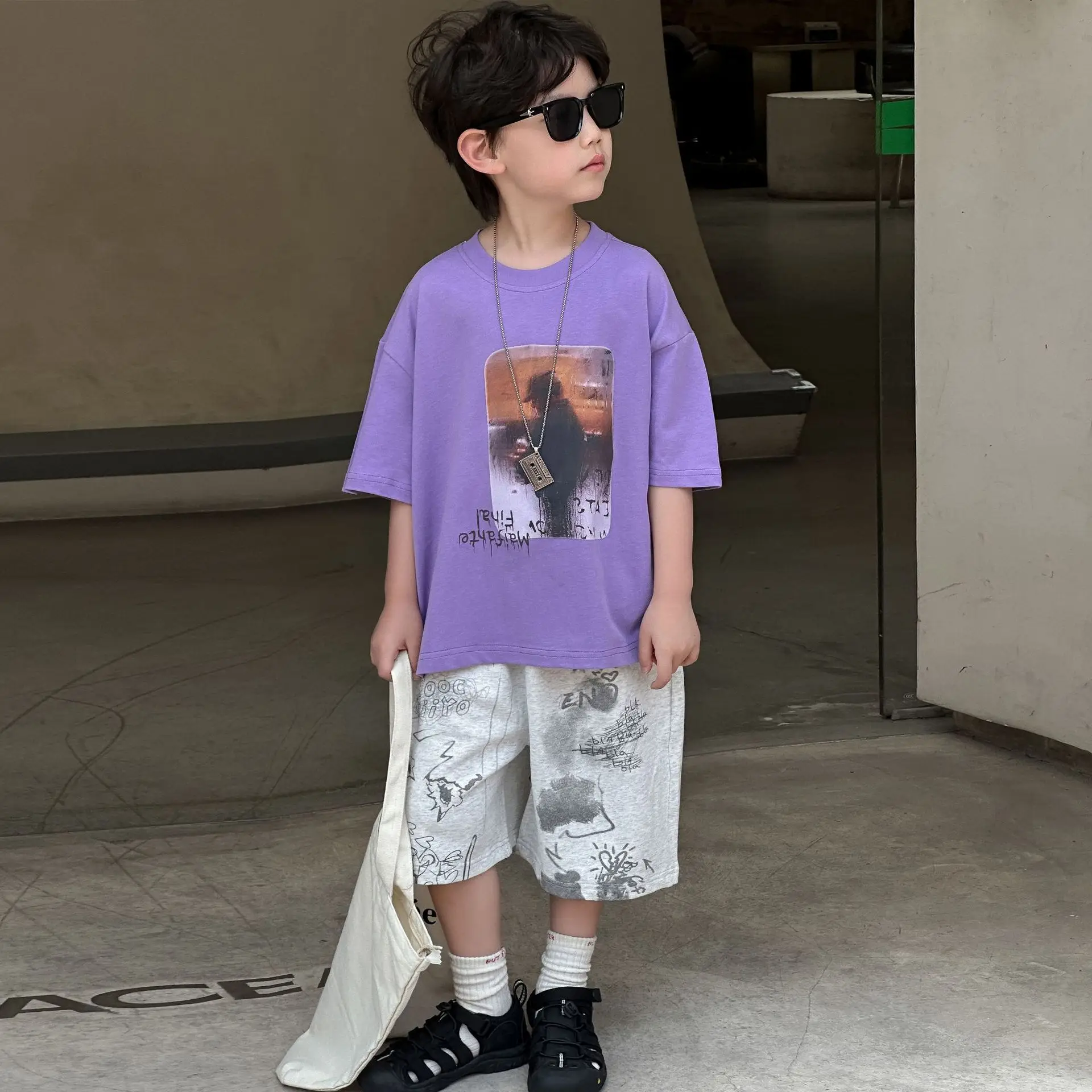 Boys Pure Cotton T-Shirt Summer 2025 Loose Casual Tops Mid Sleeve Kids — feature 8