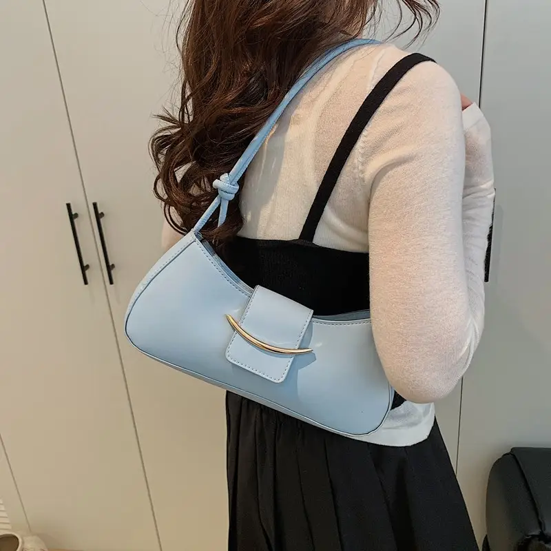 Women's Light Blue Underarm Crossbody Bag - Image 5