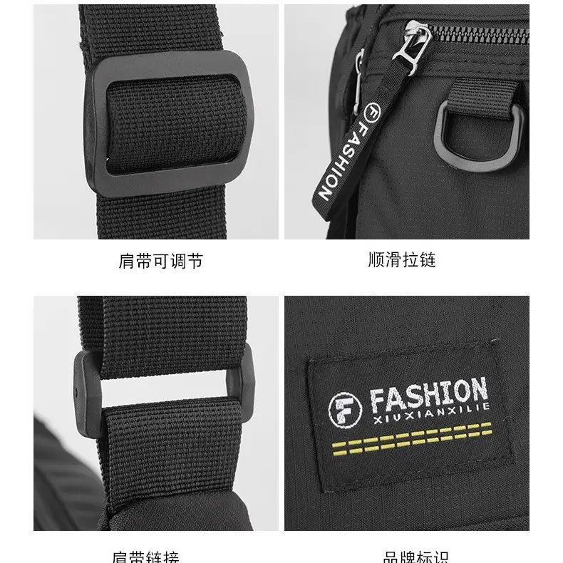 Men's Water-Repellent Crossbody Bag Large Capacity Black - Image 6