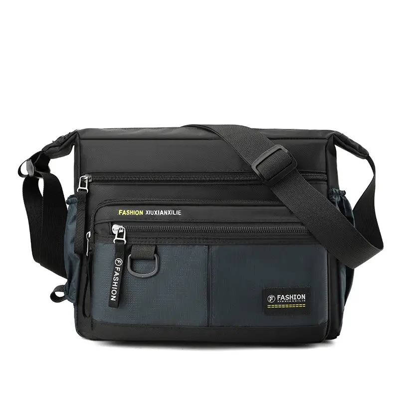 Men's Water-Repellent Crossbody Bag Large Capacity Black - Image 3