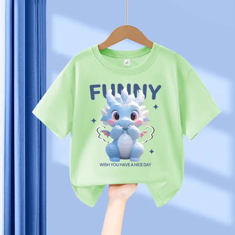 Boys Blue Dinosaur Printed Cotton T-Shirt Small - Image 5