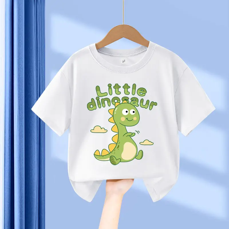 Boys Blue Dinosaur Printed Cotton T-Shirt Small - Image 6