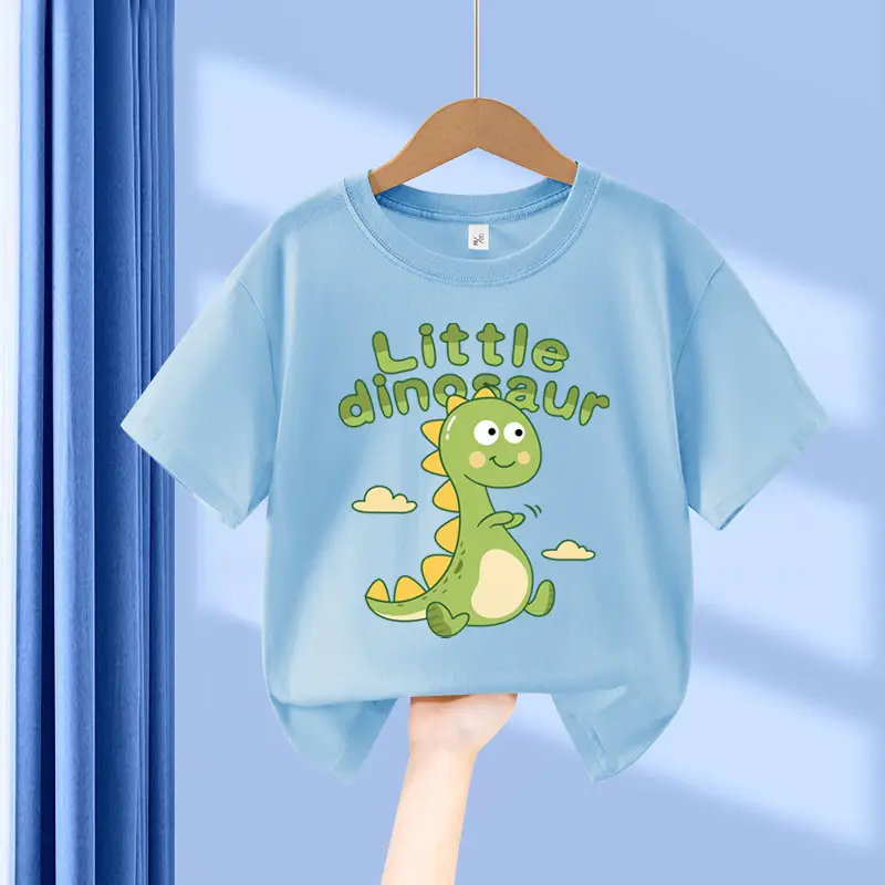 Boys Blue Dinosaur Printed Cotton T-Shirt Small - Image 8