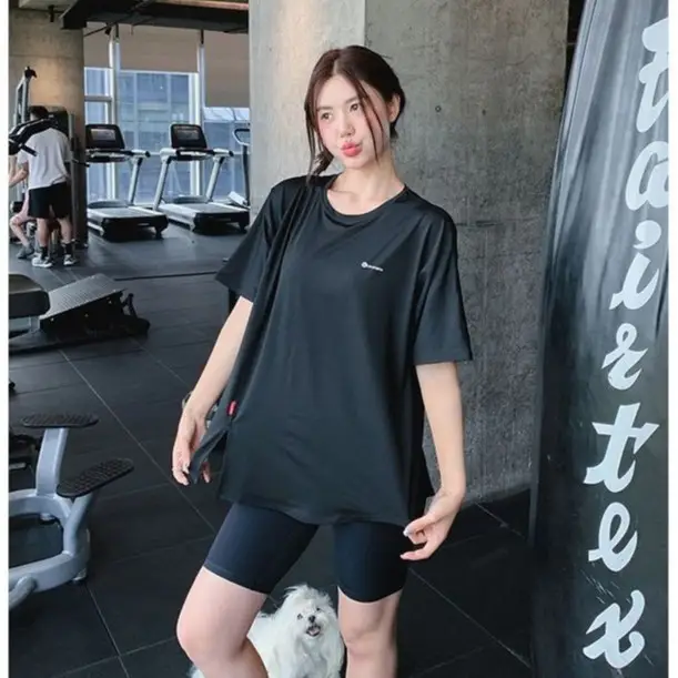 plus size Fitness Yoga Clothing suit Summer Short-sleeved Loose Chubby Sister Mid-length Hip Covering Outdoor Sports Running suit