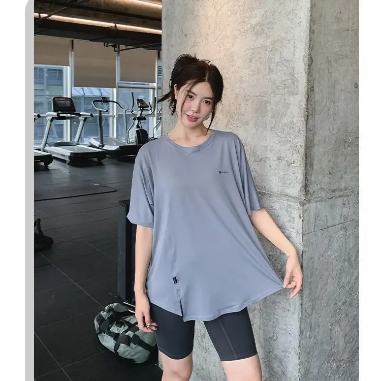 plus size Fitness Yoga Clothing suit Summer Short-sleeved Loose Chubby Sister Mid-length Hip Covering Outdoor Sports Running suit
