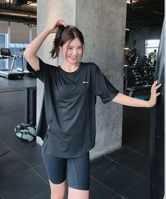plus size Fitness Yoga Clothing suit Summer Short-sleeved Loose Chubby Sister Mid-length Hip Covering Outdoor Sports Running suit