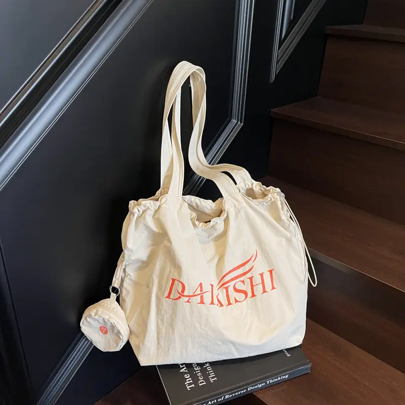 Korean Drawstring Canvas Tote Bag with Brand Logo - Image 6