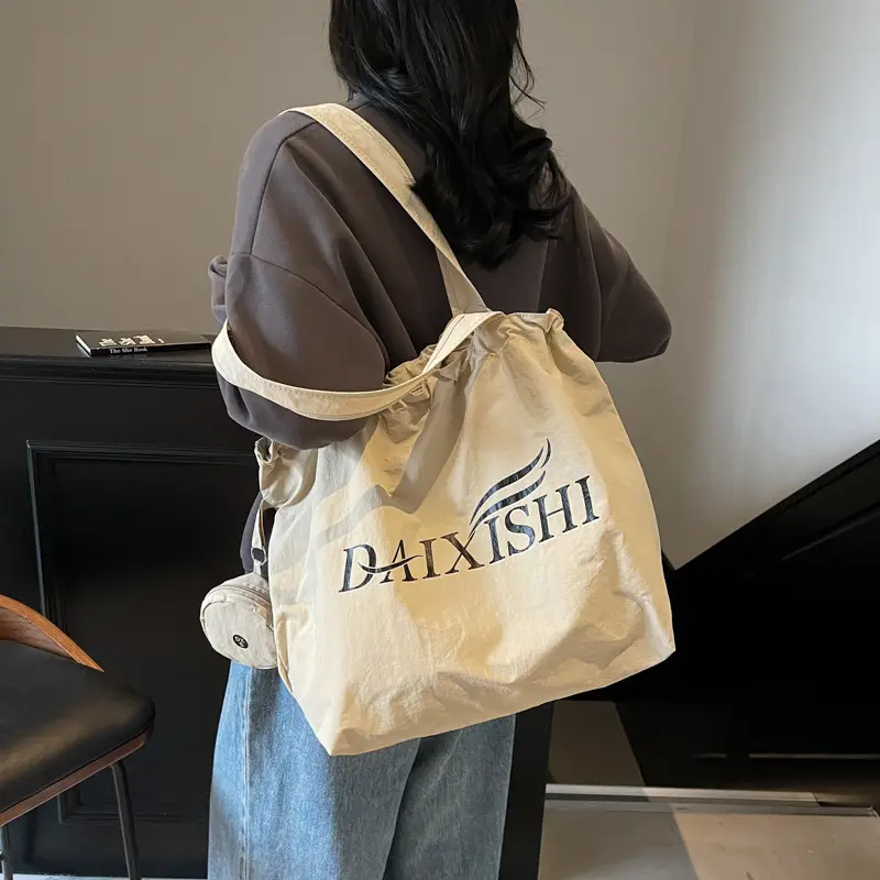 Korean Drawstring Canvas Tote Bag with Brand Logo - Image 7