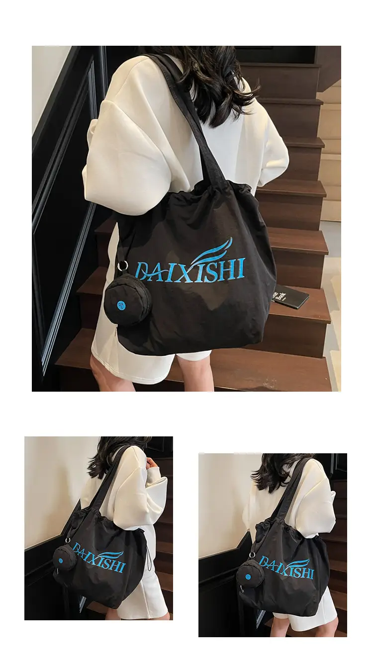 Korean Drawstring Canvas Tote Bag with Brand Logo — feature 4