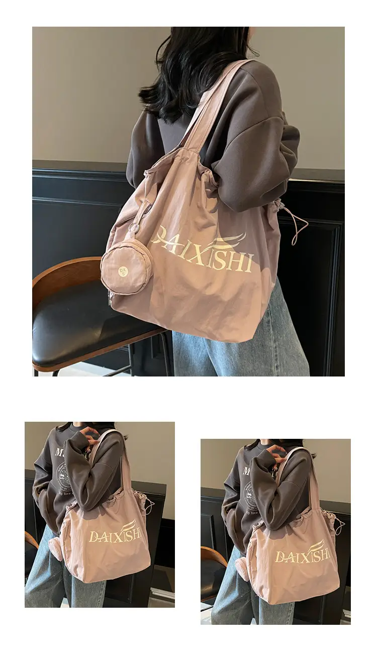 Korean Drawstring Canvas Tote Bag with Brand Logo — feature 5