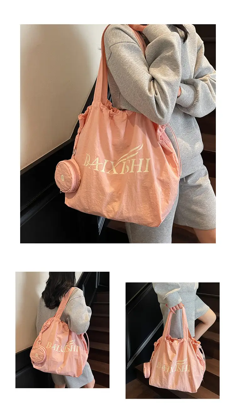 Korean Drawstring Canvas Tote Bag with Brand Logo — feature 6