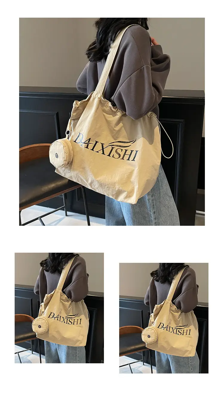 Korean Drawstring Canvas Tote Bag with Brand Logo — feature 7