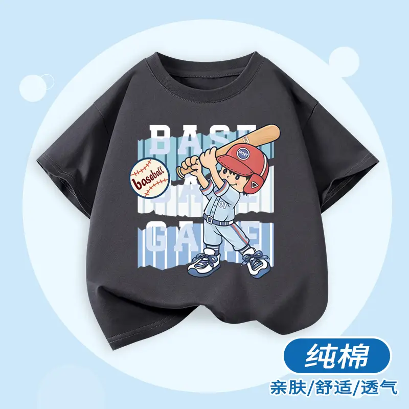 Boys Cotton Sports T-Shirt Blue Loose Summer Wear - Image 6