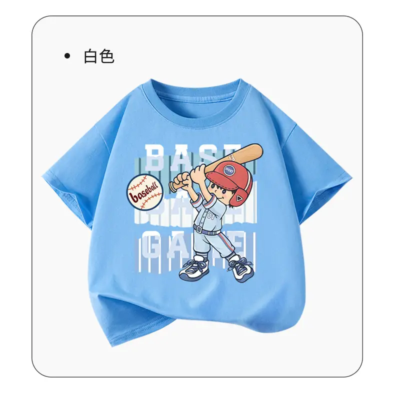 Boys Cotton Sports T-Shirt Blue Loose Summer Wear — feature 11