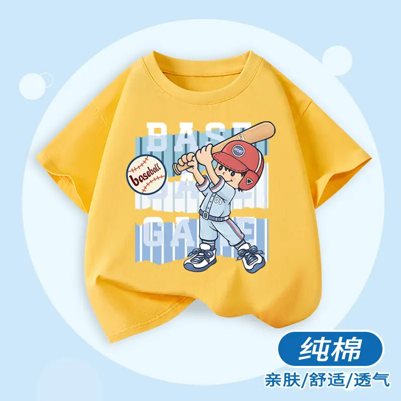 Boys Cotton Sports T-Shirt Blue Loose Summer Wear - Image 4