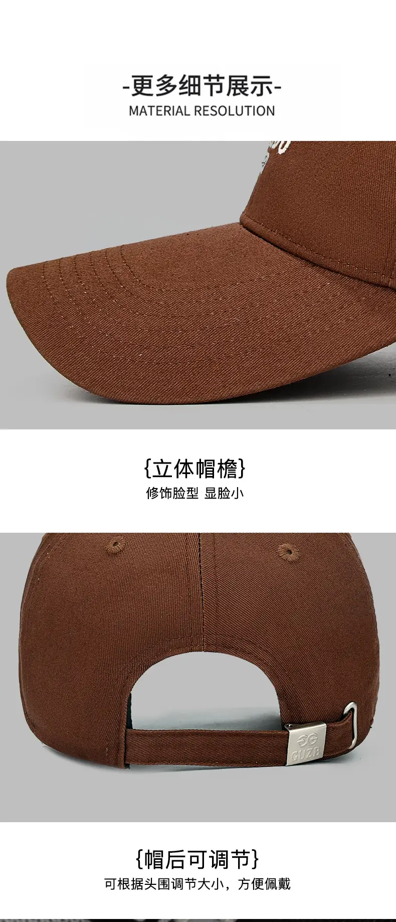 Black Embroidered Baseball Cap for Men Outdoor Casual — feature 18