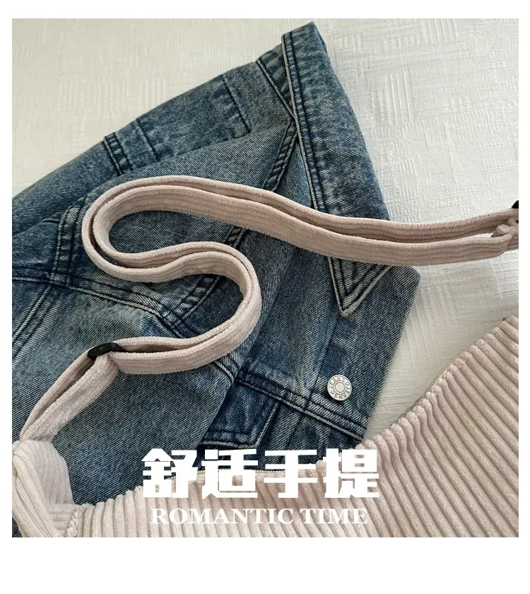 Crescent Bag 2025 New Japanese Style Pure Color Corduroy — feature 3