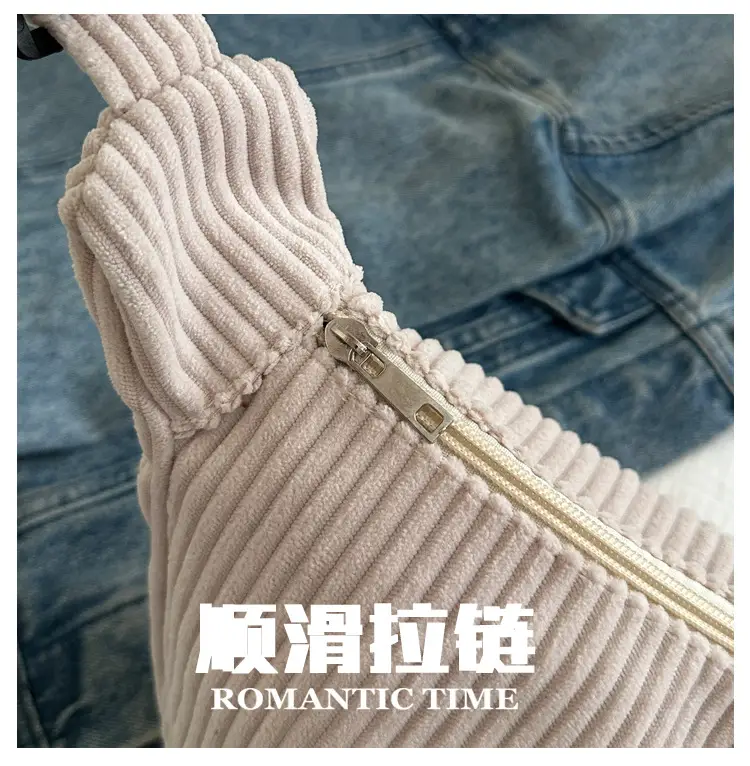 Crescent Bag 2025 New Japanese Style Pure Color Corduroy — feature 4