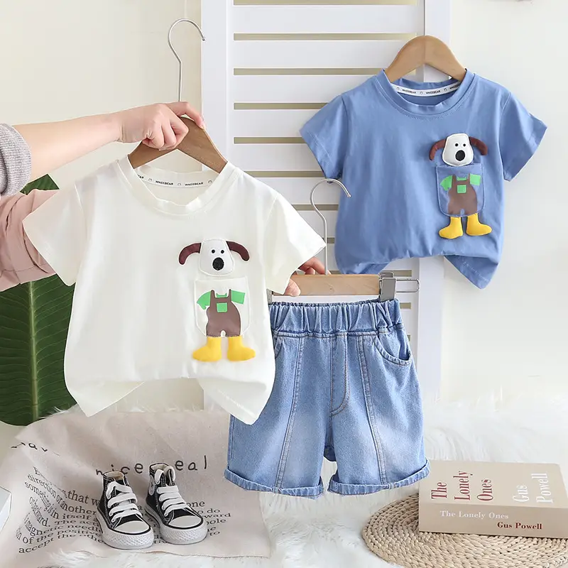 Kids Korean Style 2-Piece Summer Suit White Cotton — feature 1