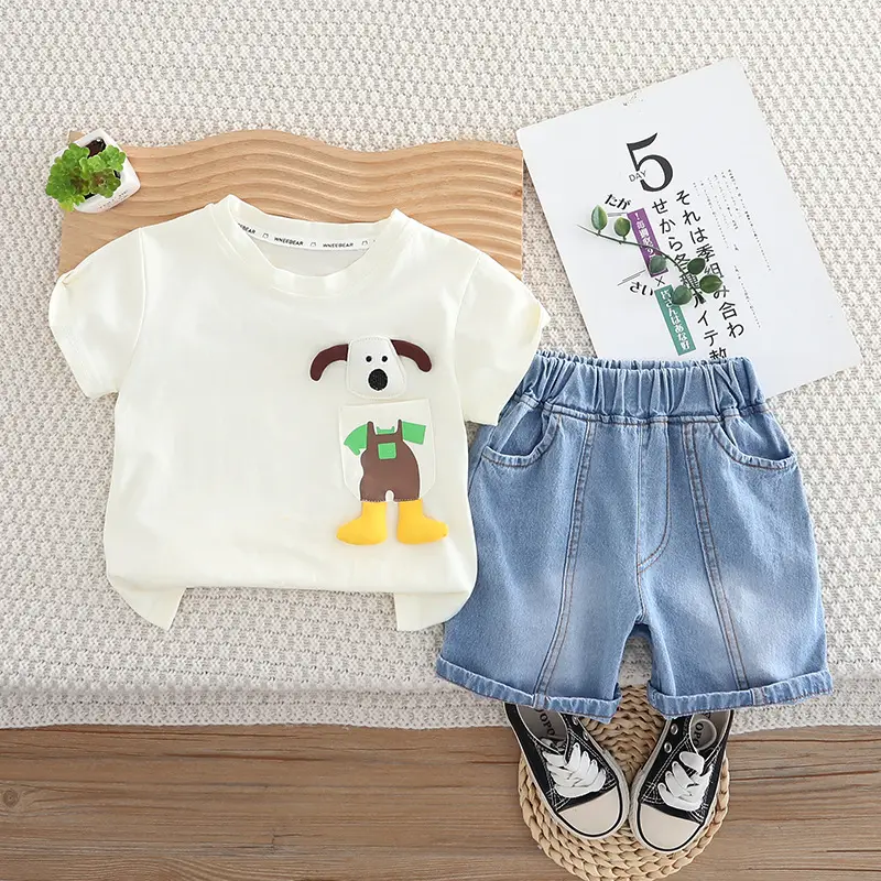 Kids Korean Style 2-Piece Summer Suit White Cotton — feature 8