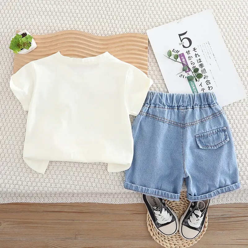 Kids Korean Style 2-Piece Summer Suit White Cotton — feature 9